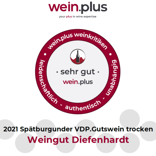 Lieblingswein Auszeichnung "Lieblingswein" von Wein-plus für den 2021 Diefenhardt Spätburgunder trocken